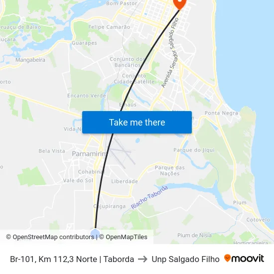 Br-101, Km 112,3 Norte | Taborda to Unp Salgado Filho map