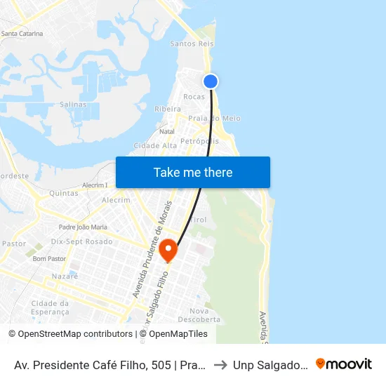 Av. Presidente Café Filho, 505 | Praia Do Forte to Unp Salgado Filho map