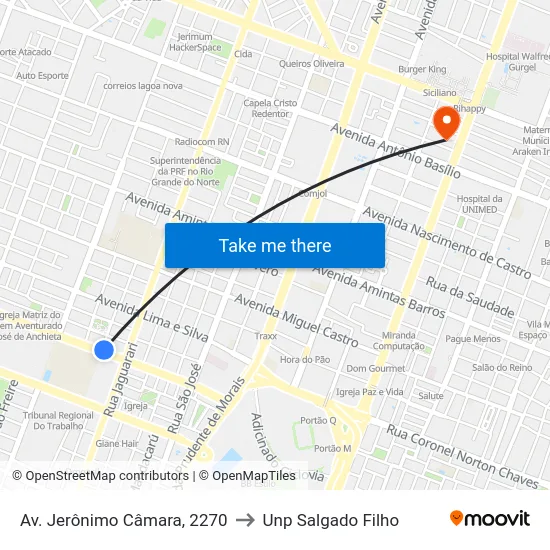 Av. Jerônimo Câmara, 2270 to Unp Salgado Filho map