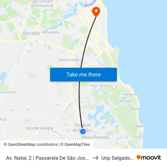 Av. Natal, 2 | Passarela De São José / Posto Br to Unp Salgado Filho map