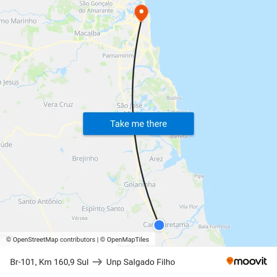 Br-101, Km 160,9 Sul to Unp Salgado Filho map