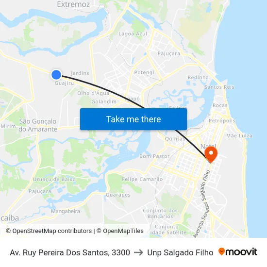 Av. Ruy Pereira Dos Santos, 3300 to Unp Salgado Filho map
