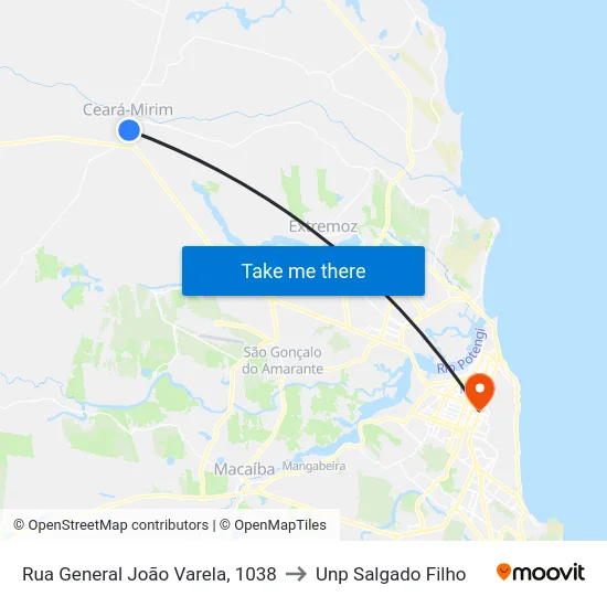 Rua General João Varela, 1038 to Unp Salgado Filho map