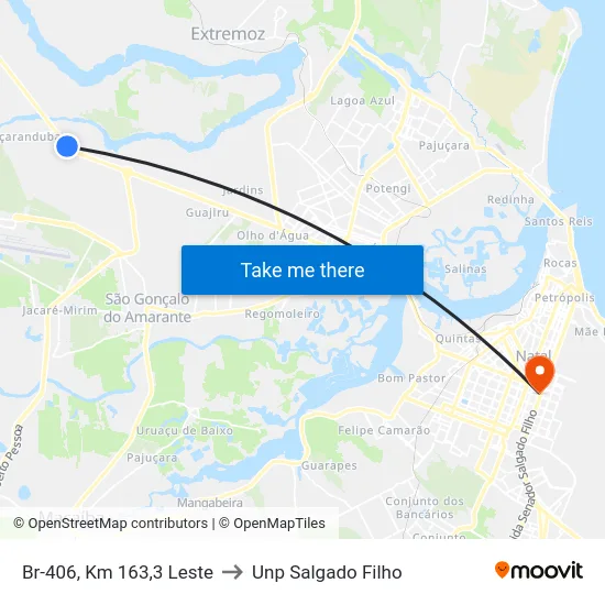 Br-406, Km 163,3 Leste to Unp Salgado Filho map