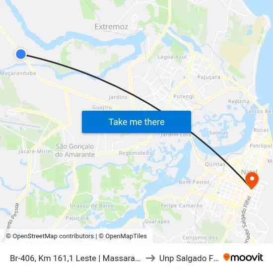 Br-406, Km 161,1 Leste | Massaranduba to Unp Salgado Filho map