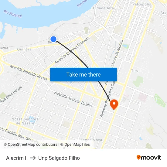 Alecrim II to Unp Salgado Filho map