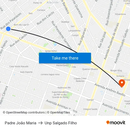 Padre João Maria to Unp Salgado Filho map