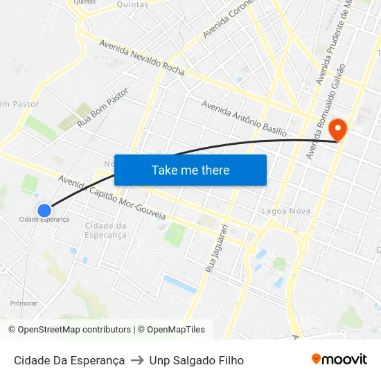 Cidade Da Esperança to Unp Salgado Filho map