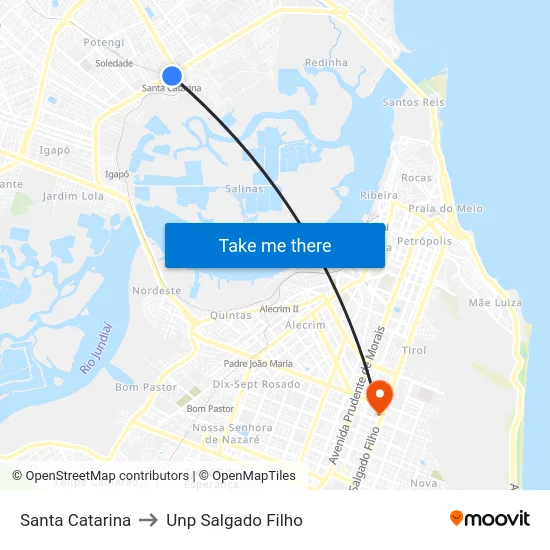 Santa Catarina to Unp Salgado Filho map