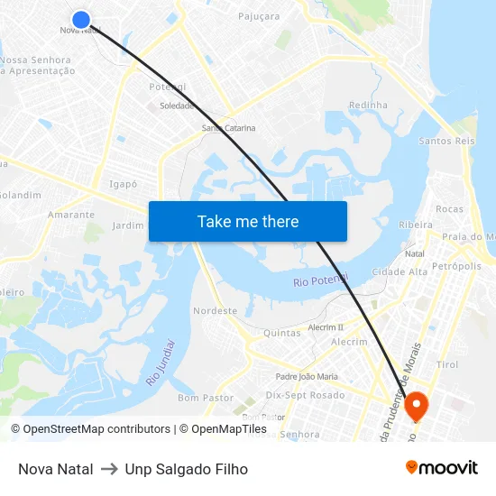 Nova Natal to Unp Salgado Filho map