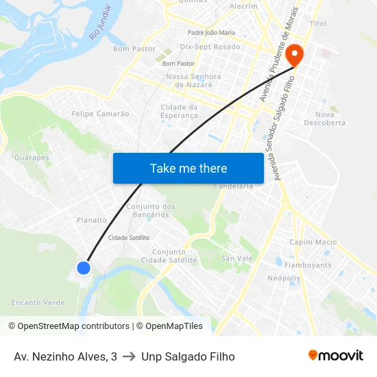 Av. Nezinho Alves, 3 to Unp Salgado Filho map