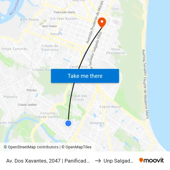 Av. Dos Xavantes, 2047 | Panificadora San Valle to Unp Salgado Filho map