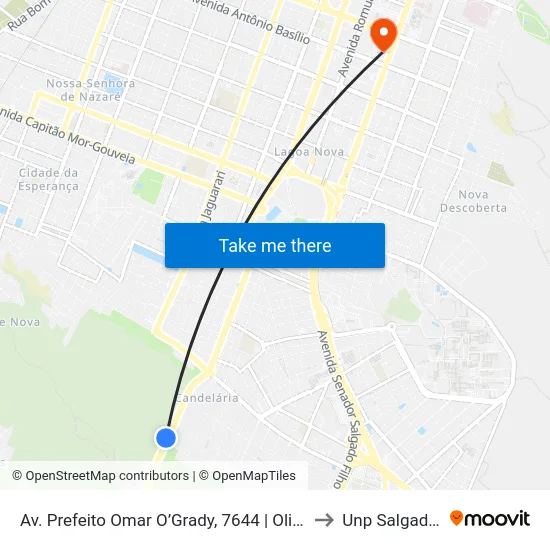 Av. Prefeito Omar O’Grady, 7644 | Olimpo Recepções to Unp Salgado Filho map