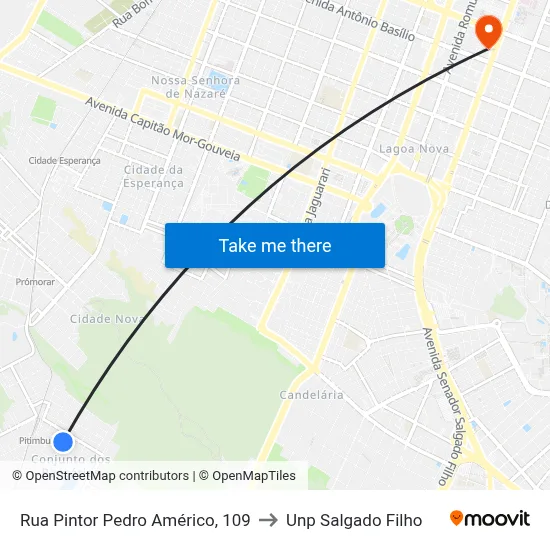 Rua Pintor Pedro Américo, 109 to Unp Salgado Filho map