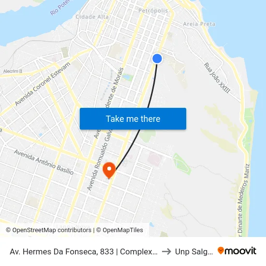 Av. Hermes Da Fonseca, 833 | Complexo Educacional Noilde Ramalho to Unp Salgado Filho map