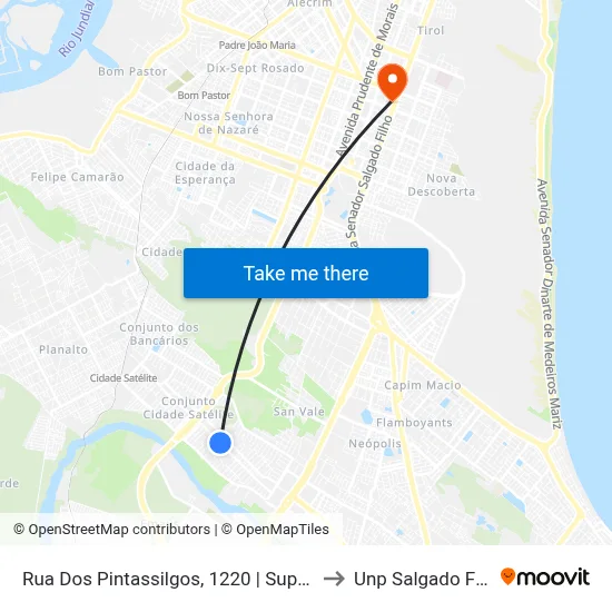 Rua Dos Pintassilgos, 1220 | Superbox to Unp Salgado Filho map