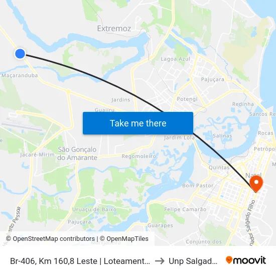 Br-406, Km 160,8 Leste | Loteamento Rota Norte to Unp Salgado Filho map
