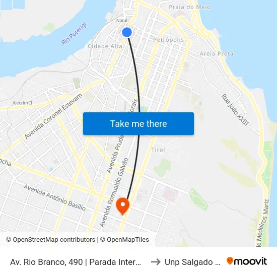 Av. Rio Branco, 490 | Parada Intermunicipal to Unp Salgado Filho map