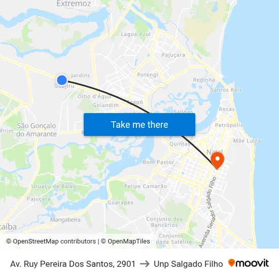 Av. Ruy Pereira Dos Santos, 2901 to Unp Salgado Filho map