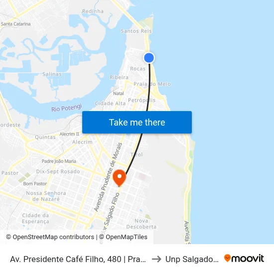Av. Presidente Café Filho, 480 | Praia Do Forte to Unp Salgado Filho map