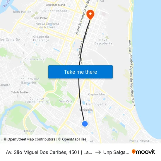 Av. São Miguel Dos Caribés, 4501 | Lar Do Ancião Evangélico to Unp Salgado Filho map