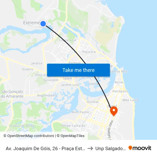 Av. Joaquim De Góis, 26 - Praça Estrela Do Mar to Unp Salgado Filho map
