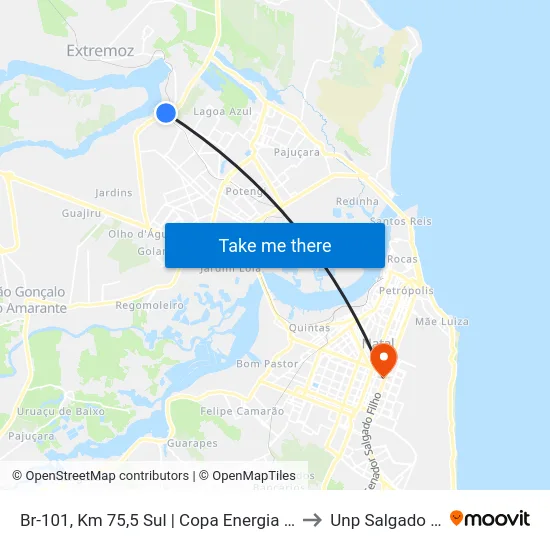 Br-101, Km 75,5 Sul | Copa Energia - Liquigás to Unp Salgado Filho map