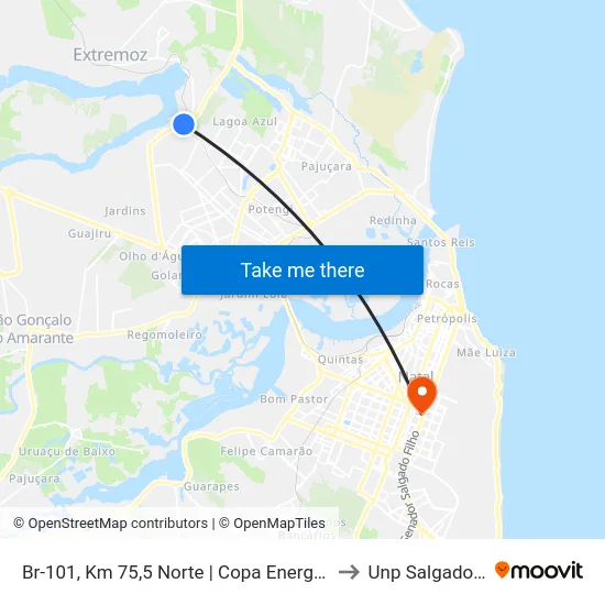Br-101, Km 75,5 Norte | Copa Energia - Liquigás to Unp Salgado Filho map