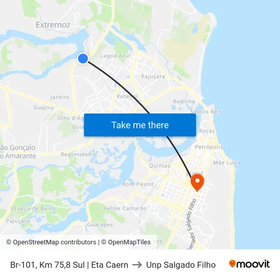Br-101, Km 75,8 Sul | Eta Caern to Unp Salgado Filho map