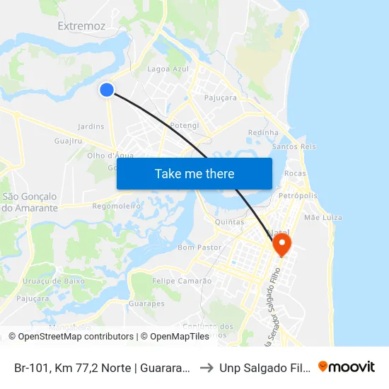 Br-101, Km 77,2 Norte | Guararapes to Unp Salgado Filho map