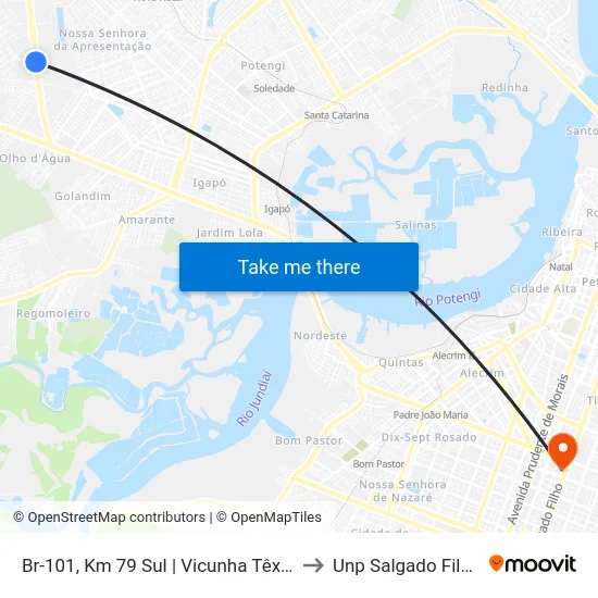 Br-101, Km 79 Sul | Vicunha Têxtil to Unp Salgado Filho map