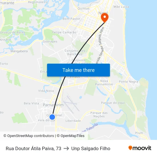 Rua Doutor Átila Paiva, 73 to Unp Salgado Filho map