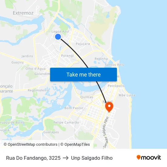 Rua Do Fandango, 3225 to Unp Salgado Filho map