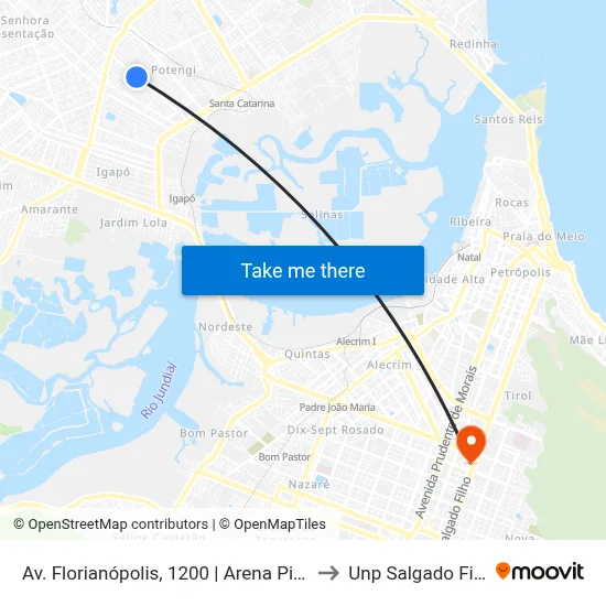 Av. Florianópolis, 1200 | Arena Piabão to Unp Salgado Filho map