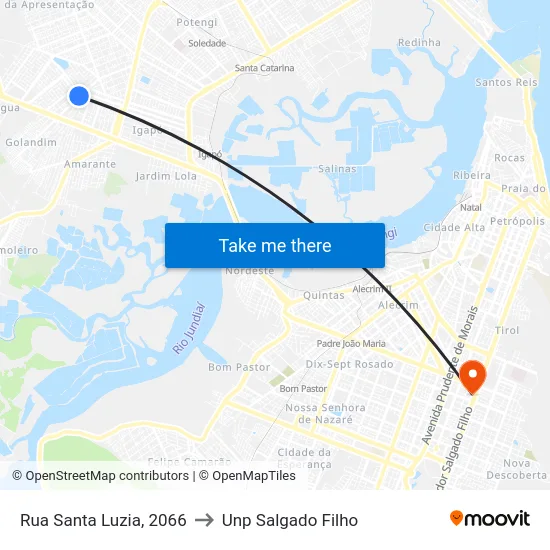Rua Santa Luzia, 2066 to Unp Salgado Filho map