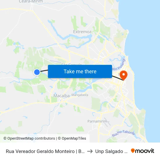 Rua Vereador Geraldo Monteiro | Bela Vista to Unp Salgado Filho map