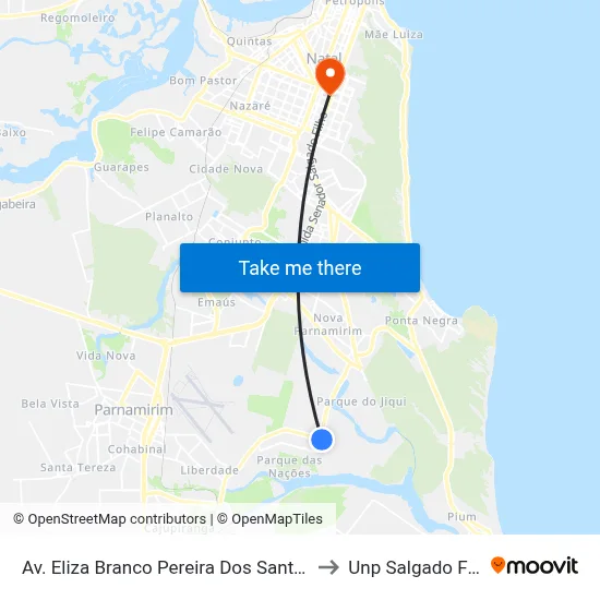 Av. Eliza Branco Pereira Dos Santos, 12 to Unp Salgado Filho map