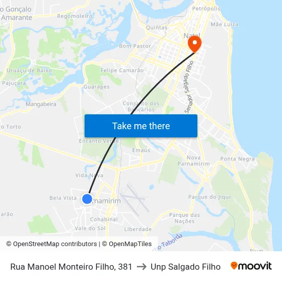 Rua Manoel Monteiro Filho, 381 to Unp Salgado Filho map