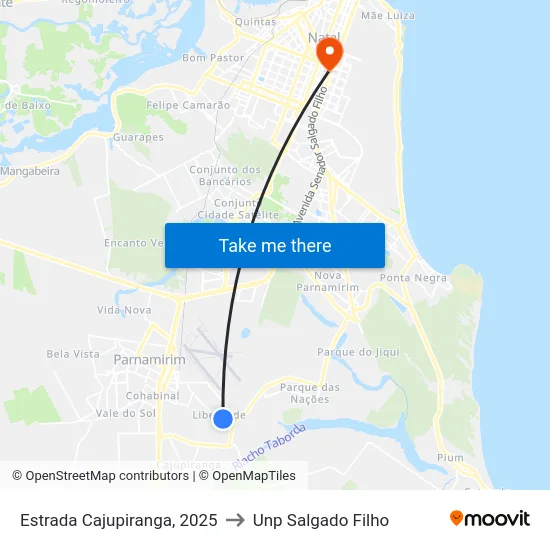 Estrada Cajupiranga, 2025 to Unp Salgado Filho map