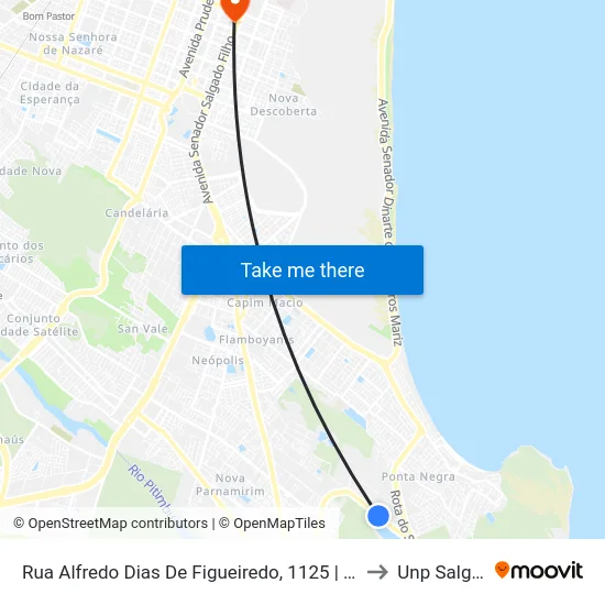 Rua Alfredo Dias De Figueiredo, 1125 | Spazzio Privilege Ponta Negra to Unp Salgado Filho map