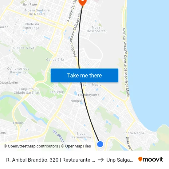 R. Anibal Brandão, 320 | Restaurante Quentinha Caseira to Unp Salgado Filho map