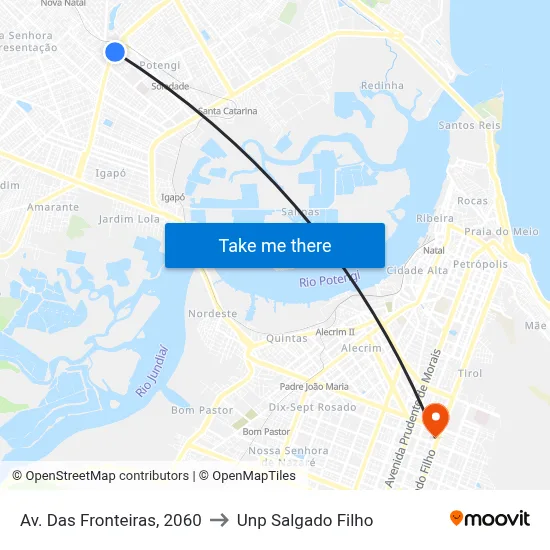 Av. Das Fronteiras, 2060 to Unp Salgado Filho map
