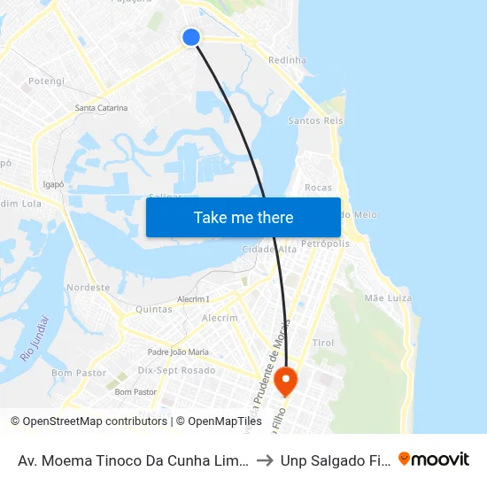 Av. Moema Tinoco Da Cunha Lima, 80 to Unp Salgado Filho map