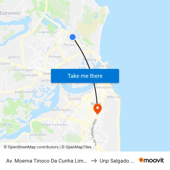 Av. Moema Tinoco Da Cunha Lima, 2101 to Unp Salgado Filho map