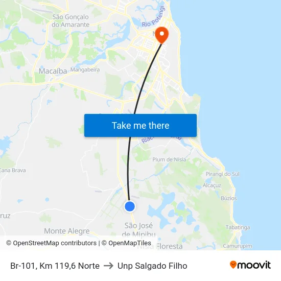 Br-101, Km 119,6 Norte to Unp Salgado Filho map