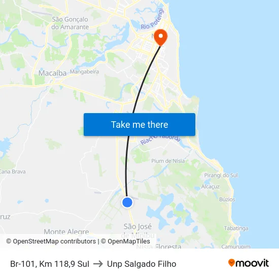 Br-101, Km 118,9 Sul to Unp Salgado Filho map