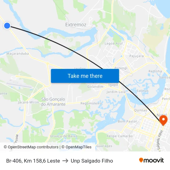 Br-406, Km 158,6 Leste to Unp Salgado Filho map