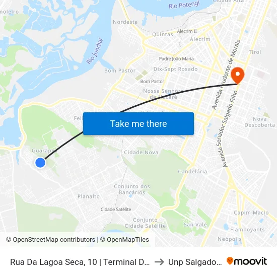 Rua Da Lagoa Seca, 10 | Terminal Do Guarapes to Unp Salgado Filho map