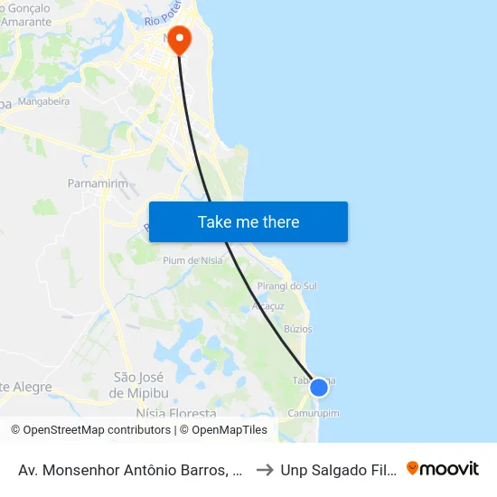 Av. Monsenhor Antônio Barros, 800 to Unp Salgado Filho map