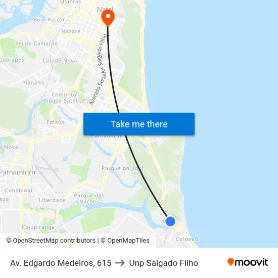 Av. Edgardo Medeiros, 615 to Unp Salgado Filho map